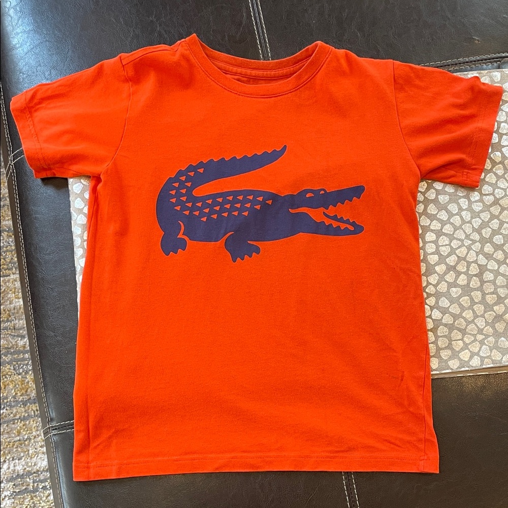 Lacoste Kids Orange Tee with Navy Crocodile